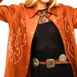 New with tags suede boots stitch button up jacket/shacket